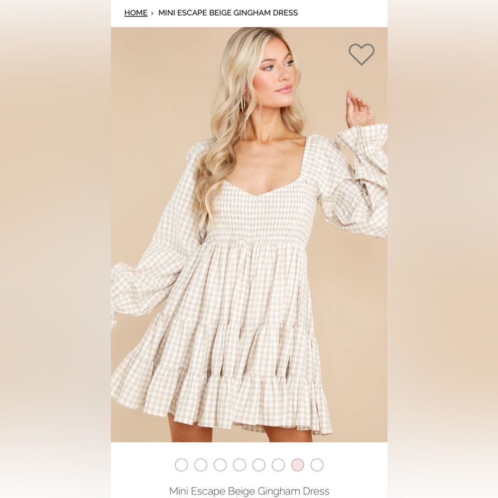 MINI ESCAPE BEIGE GINGHAM DRESS - Picture 9 of 13